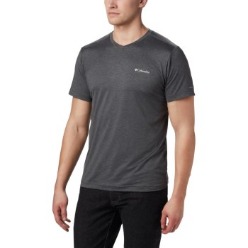 Columbia Tech Trail II V-Neck, Camiseta Grises Oscuro Para Hombre | 574298-NPR